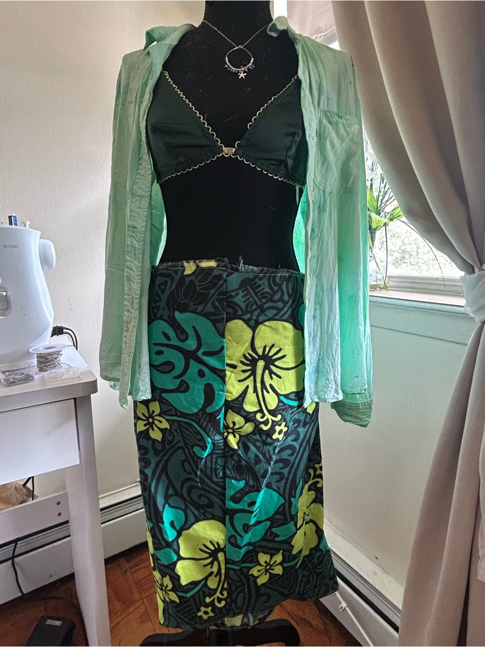 Green Floral Midi Skirt - Vibrant Tropical Print tops sold separately